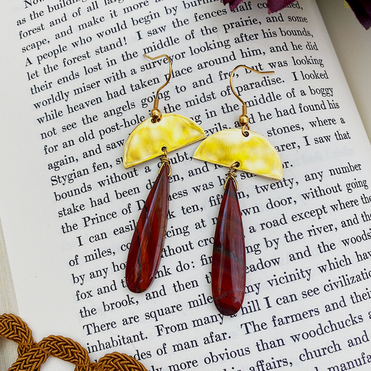 red jasper mushroom - earrings
