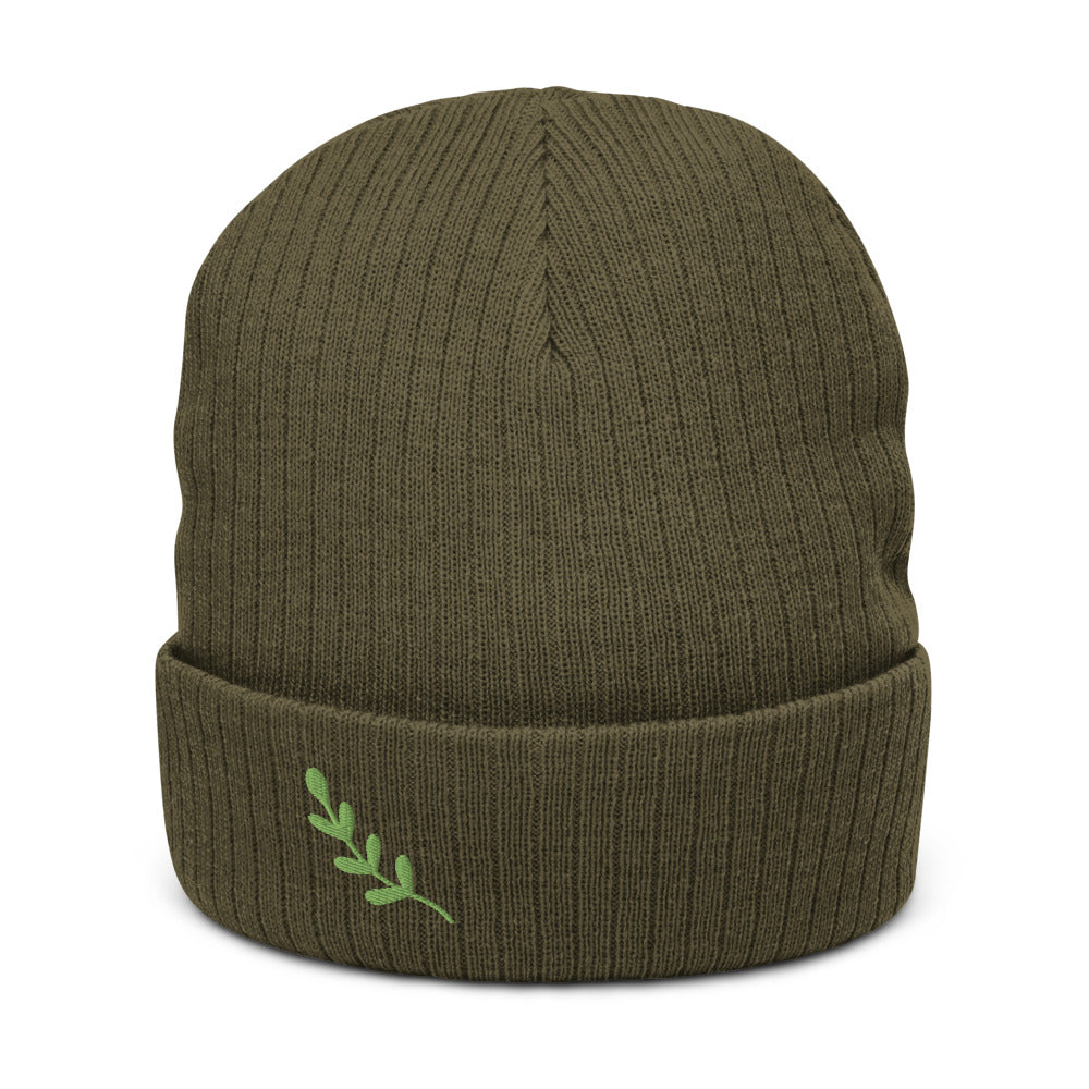 embroidered leaf beanie