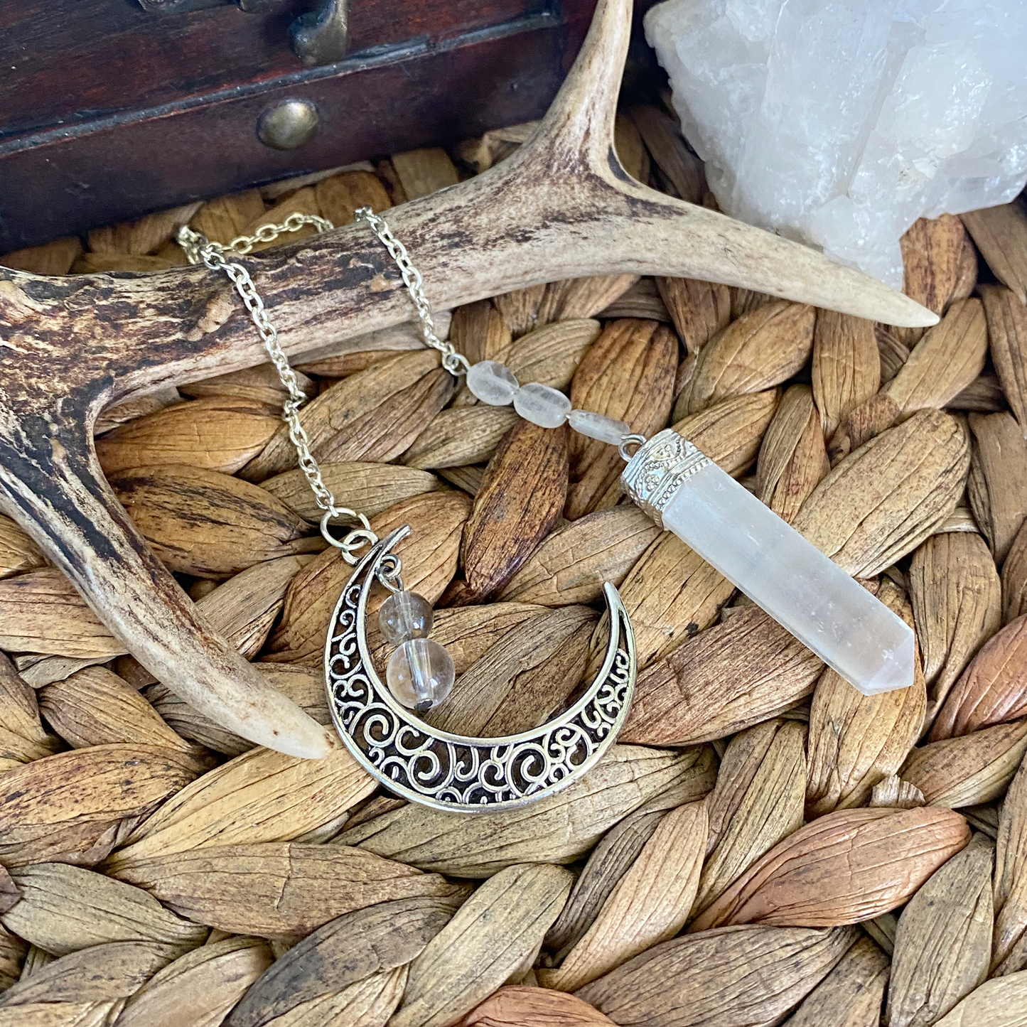 moonstone - selenite pendulum