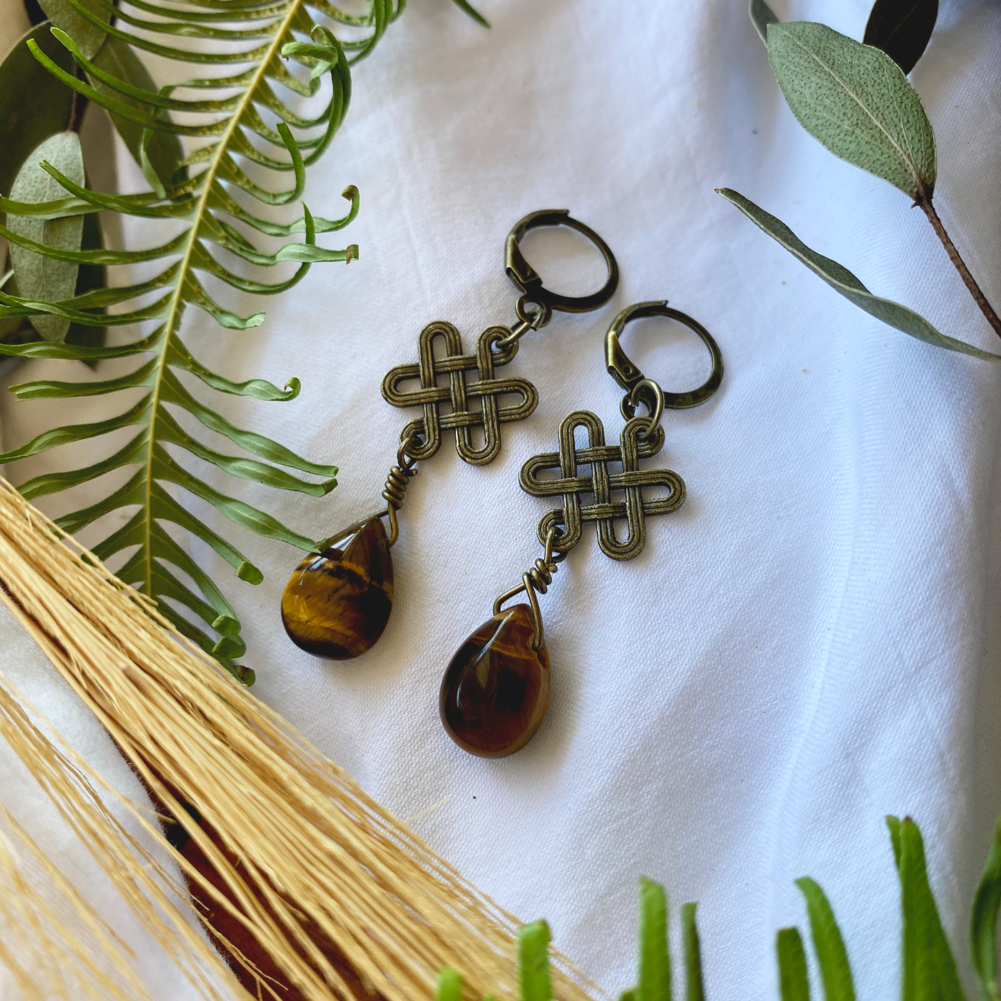 celtic tigers eye - earrings