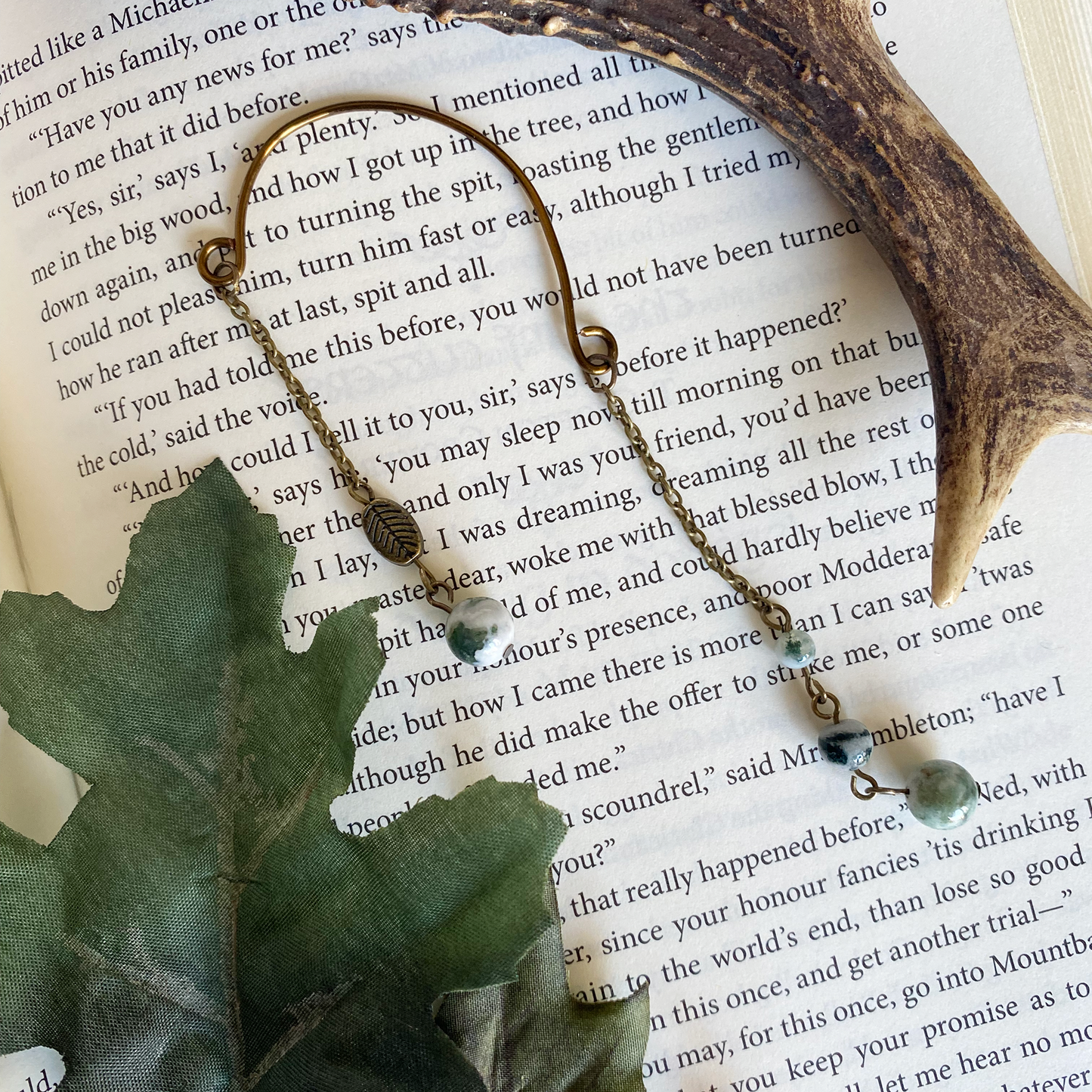 tree agate drops - ear wrap