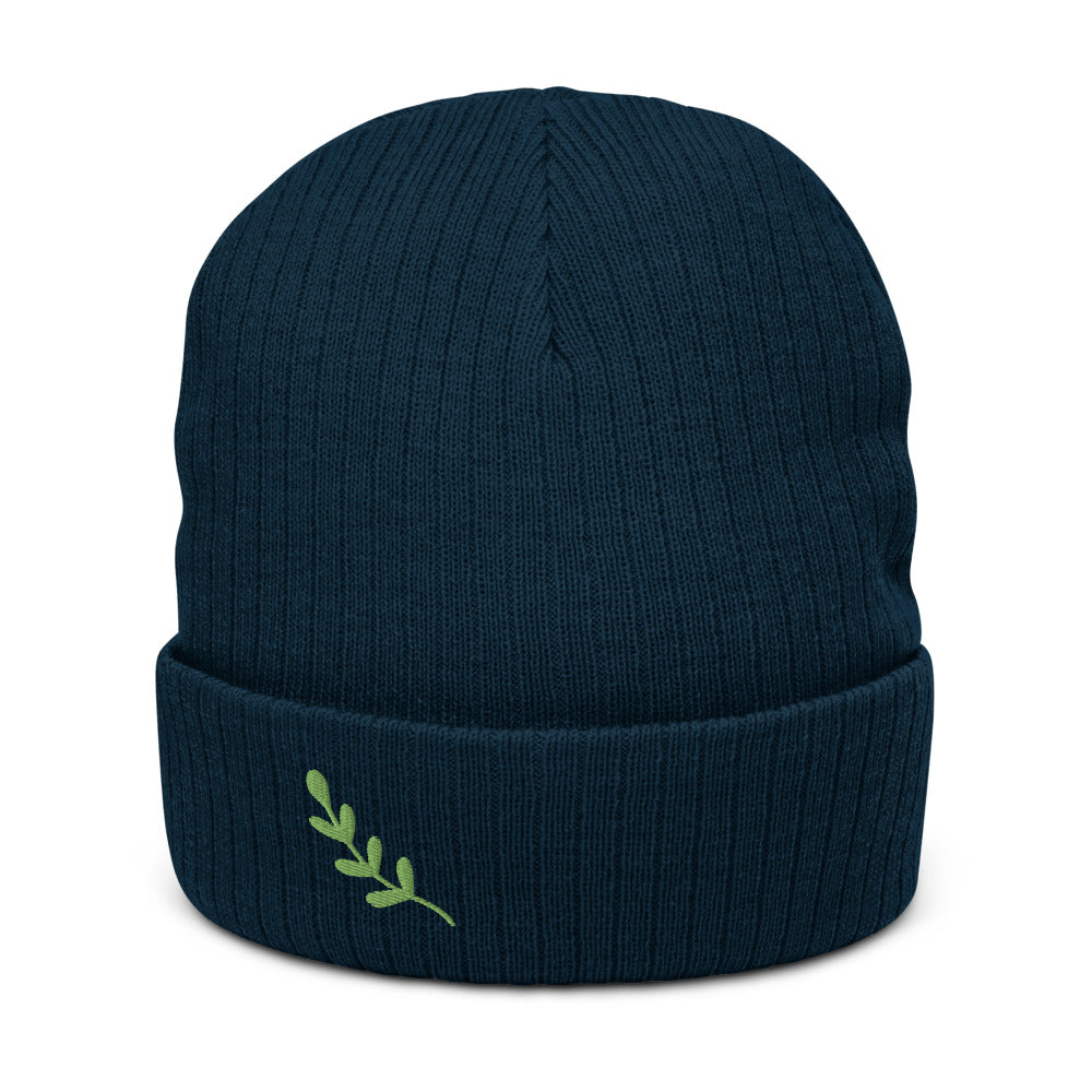 embroidered leaf beanie